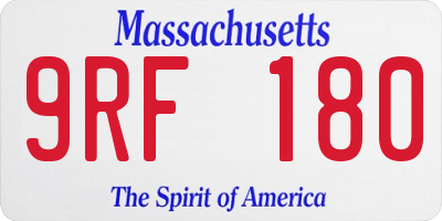 MA license plate 9RF180