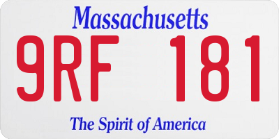 MA license plate 9RF181