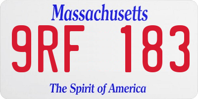 MA license plate 9RF183