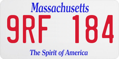 MA license plate 9RF184
