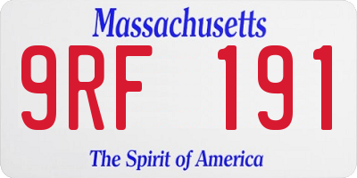 MA license plate 9RF191