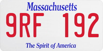 MA license plate 9RF192
