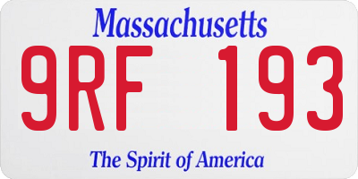 MA license plate 9RF193