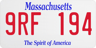 MA license plate 9RF194
