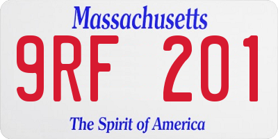 MA license plate 9RF201