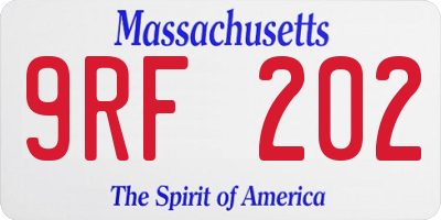 MA license plate 9RF202