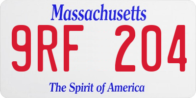 MA license plate 9RF204