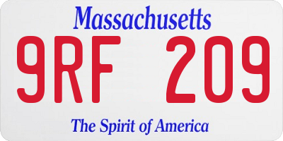 MA license plate 9RF209