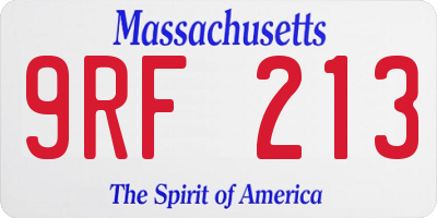 MA license plate 9RF213