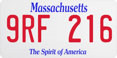 MA license plate 9RF216
