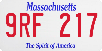 MA license plate 9RF217
