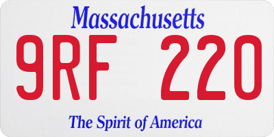MA license plate 9RF220