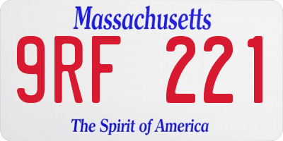 MA license plate 9RF221