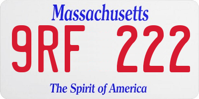 MA license plate 9RF222
