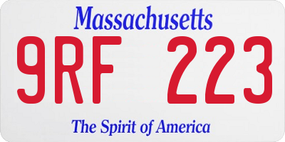 MA license plate 9RF223