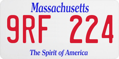 MA license plate 9RF224