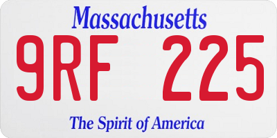 MA license plate 9RF225
