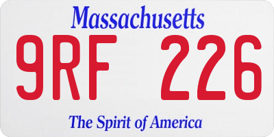 MA license plate 9RF226