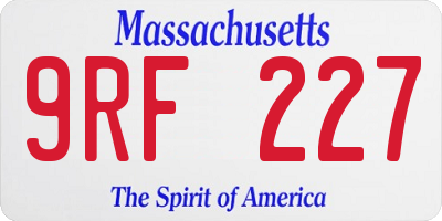 MA license plate 9RF227