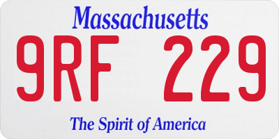 MA license plate 9RF229