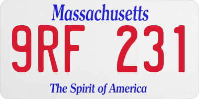 MA license plate 9RF231
