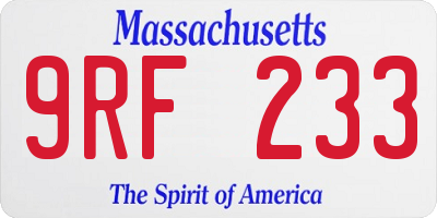 MA license plate 9RF233