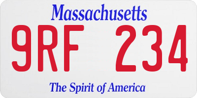 MA license plate 9RF234