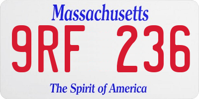 MA license plate 9RF236