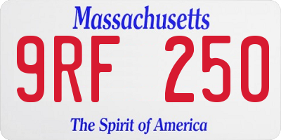 MA license plate 9RF250