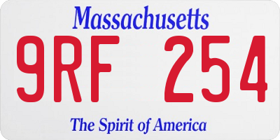 MA license plate 9RF254