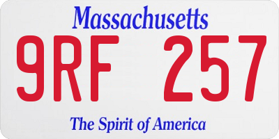 MA license plate 9RF257