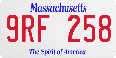MA license plate 9RF258