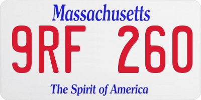 MA license plate 9RF260
