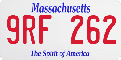 MA license plate 9RF262