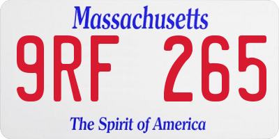 MA license plate 9RF265