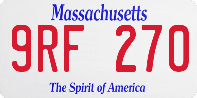 MA license plate 9RF270
