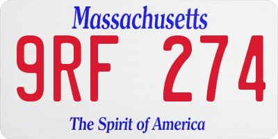 MA license plate 9RF274