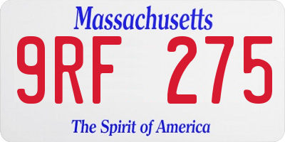 MA license plate 9RF275