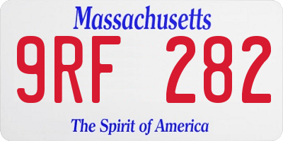MA license plate 9RF282