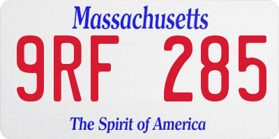 MA license plate 9RF285