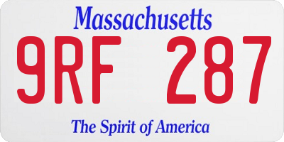 MA license plate 9RF287