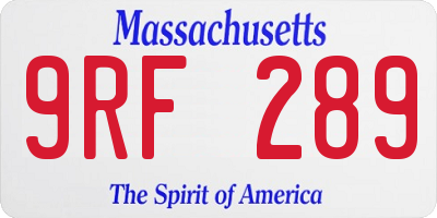 MA license plate 9RF289
