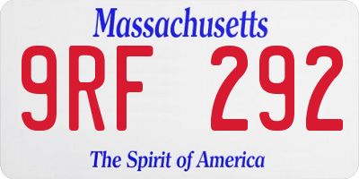 MA license plate 9RF292
