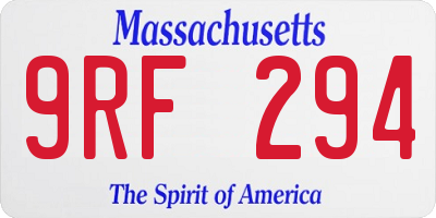 MA license plate 9RF294