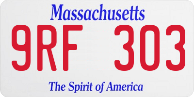 MA license plate 9RF303