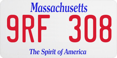 MA license plate 9RF308