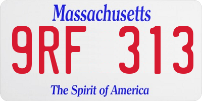 MA license plate 9RF313