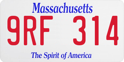 MA license plate 9RF314