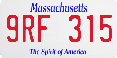 MA license plate 9RF315