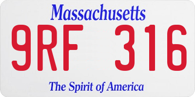 MA license plate 9RF316
